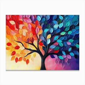 Vibrant 3d Tree Abstraction Colorful Leaves Canvas Print