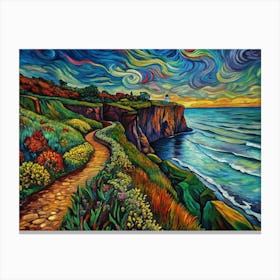 Van Gogh A Dramatic Cliffside Overlooking The Ocea Stampe su tela