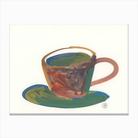 Green Cup Of Coffee - minimal kitchen art cafe illustration Canvas Print