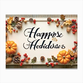 Curved Calligraphy Lines Shaping The Words Happy Holidays Inscribed In A Festive Script Forming (1) Canvas Print