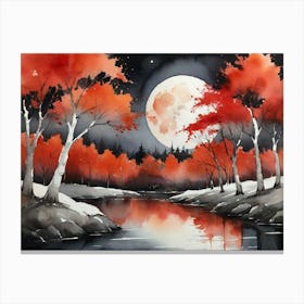 Moonlight Over The River 3 Canvas Print