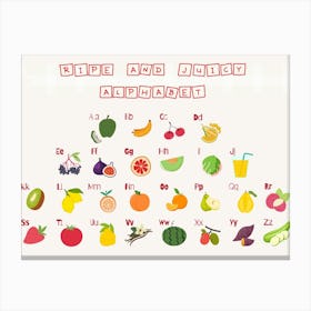 Fruit Alphabet Kids and Nursery Canvas Print