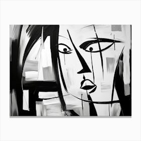 Emotions Abstract Black And White 7 Canvas Print