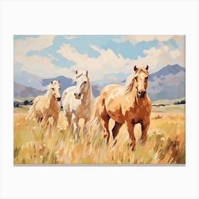 Horses Painting In Queenstown, New Zealand, Landscape 4 Canvas Print