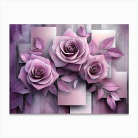 3d Modern Purple Roses Canvas Print