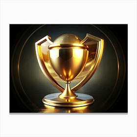 Golden Trophy With Shield Canvas Print