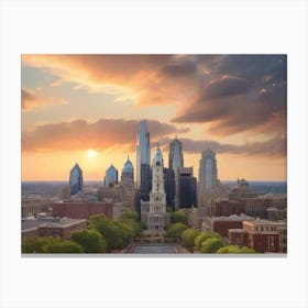 Sunset In Philadelphia 1 Canvas Print