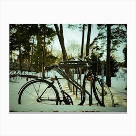 Bicycle In The Snow Canvas Print