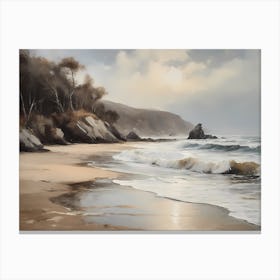 Vintage Coastal Seaside Painting (11) Canvas Print