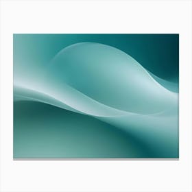 An Abstract Image Of Flowing, Wavy Lines In White And Teal Against A Green Background, Creating A Sense Of Serenity And Tranquility Canvas Print