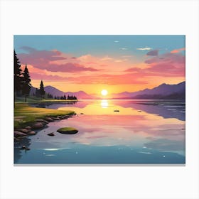 Sunset By The Lake Canvas Print