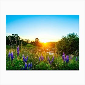 A Bright Sunrise Casting A Luminescent Glow On A Lush Countryside Garden During Summer Awash With P (4) Canvas Print