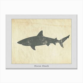 Nurse Shark Grey Silhouette 3 Poster Canvas Print