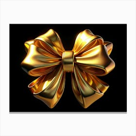 Golden Bow Isolated On Black Background Canvas Print