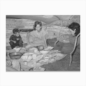 Migrant Agricultural Workers Eating Noonday Meal Near Muskogee, Oklahoma, Muskogee County By Russe Canvas Print