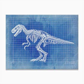 Allosaurus Dinosaur Skeleton Blueprint 2 Canvas Print
