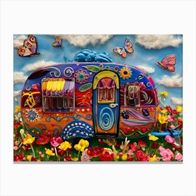 Camper In The Meadow Canvas Print