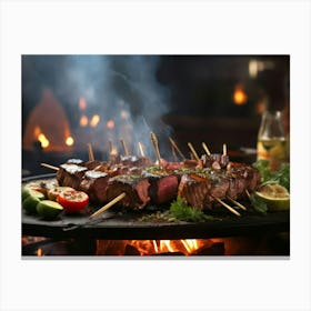 Meat On A Grill Canvas Print