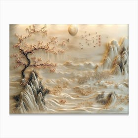 3d Chinese Landscape Art. Golden Custom Design Canvas Print