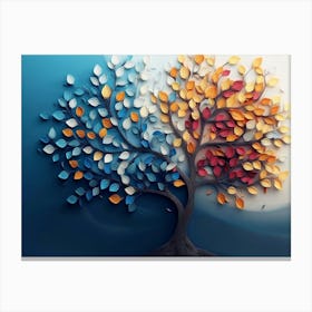 Colorful Tree with Leaves on Hanging Branches Painting 1 Canvas Print