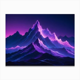 A Landscape With A Single Mountain Peak Glowing With Vibrant, Purple And Pink Lines, Suggesting A Futuristic Or Otherworldly Environment Canvas Print