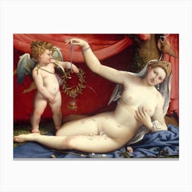 Venus And Cupid, Lorenzo Lotto Canvas Print