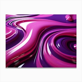 Pink & Purple Gloss Fluid Ripples Abstract 2 Canvas Print