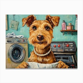 Laundry Airedale 2 Canvas Print