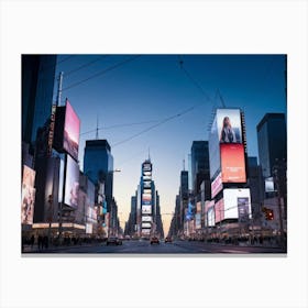 Blank Billboard Towering Above Bustling Urban Street Blank Slate Awaiting Advertisement Surrounded (4) Canvas Print