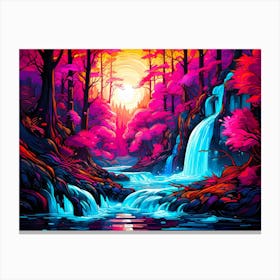 Dan Mumford Style Waterfall Canvas Print