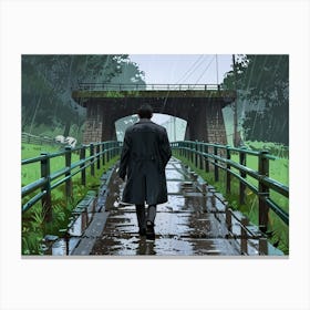 Default A Man Wearing A Coat Walking In The Countryside Canvas Print