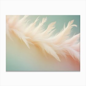 Soft And Delicate Pink Feathers Against A Light Green Background Create An Elegant And Airy Aesthetic Canvas Print