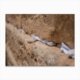 Notes To God In The Cracks Between The Bricks Of The Western Wall In The Old City Of Jerusalem Israel 1 Canvas Print