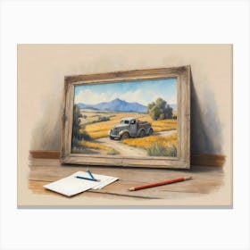 Truck In A Field Canvas Print