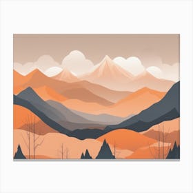 Misty mountains horizontal background in orange tone 28 Canvas Print