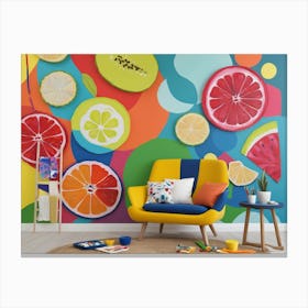 Colorful Fruit Slices Wall Mural Canvas Print