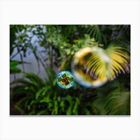 Soap Bubbles Fly In The Garden Canvas Print
