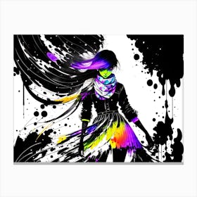 Girl With Paint Splatters 3 Canvas Print