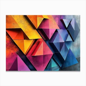 A Vibrant 3d Triangle Abstract Artwork, Featuring A Mix of Geometric Shapes Canvas Print