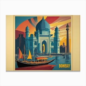 Vintage Cubist Travel Poster Bombay Canvas Print