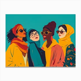 Modern Illustration Of Women In Harmony Enjoying Their Diversity 1 Canvas Print