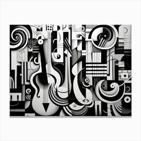 Music Abstract Black And White 6 Canvas Print