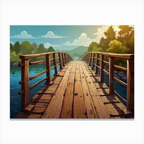 Wooden Bridge In The Forest Canvas Print