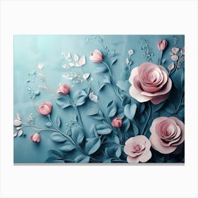 Pink Roses Wallpaper Canvas Print