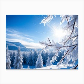 Crystal Snowfall Fresh Holiday Frost Icy Snowflake Texture Beautiful Light Season Hoar Fr (38) Canvas Print