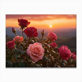 Sunset Roses 1 Canvas Print