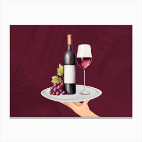 Wine And Grapes On A Plate Canvas Print