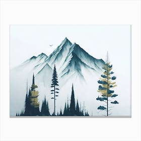 Mountain And Forest In Minimalist Watercolor Horizontal Composition 368 Canvas Print