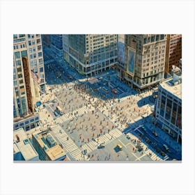 Birds Eye View Capturing The Bustling Metropolis Various Pedestrians Dotted Across The Streets Cr Canvas Print