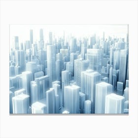 3D Abstract Cityscape with Futuristic Buildings Canvas Print